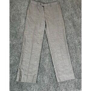 J.Hilburn Reda European Fit Super 130'sWool Dress Pants Men's Gray Check Size 34